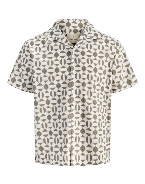 Jack & Jones Blukevin Print SS Shirt - Tea Leaf